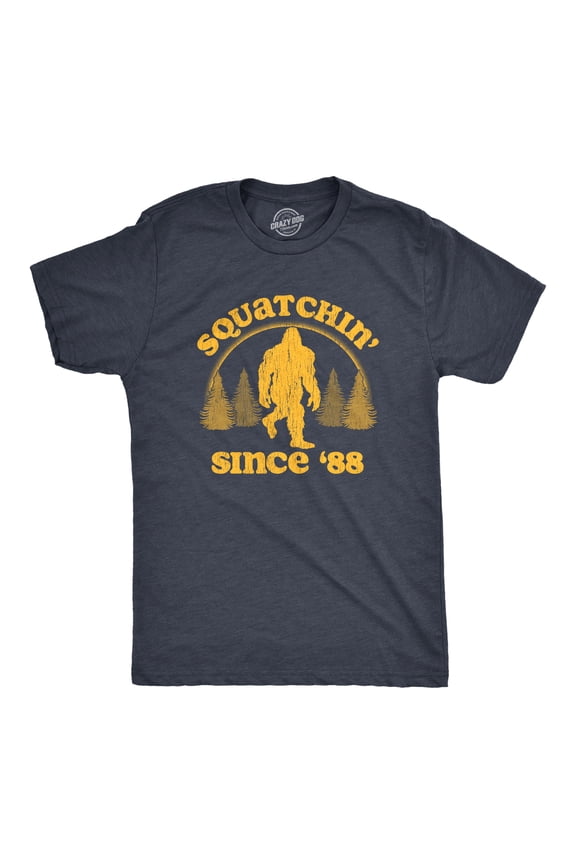 Mens Squatchin Since 88 T Shirt Funny Cool Retro Sasquatch Bigfoot Novelty Tee for Guys Graphic Tees