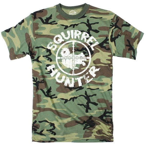 Mens Squirrel Hunter Funny Animal Hunting Season Shooting Camouflage T shirt Graphic Tees