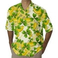 thumbnail image 1 of Mens St Day Shirt Button Crotch Festive Gold Four Leaf Type N Print Green Lapel Short Long Button Sleeved Shirt, 1 of 5