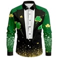 thumbnail image 1 of Mens St Patrick T Shirt Button Down Print Festive Party Celebration Casual Long Sleeve Spring Fall Shirts, 1 of 3