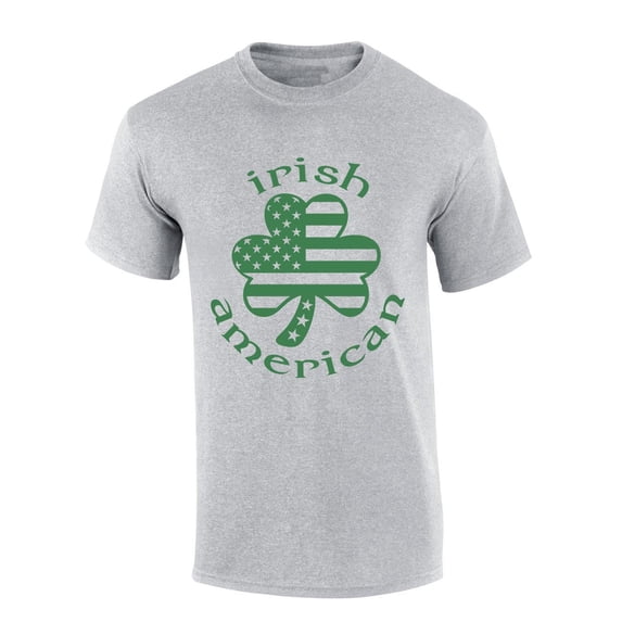 Mens St. Patrick's Day Tshirt Irish American Clover Saint Pattys Short Sleeve T-shirt-Sports Grey-large