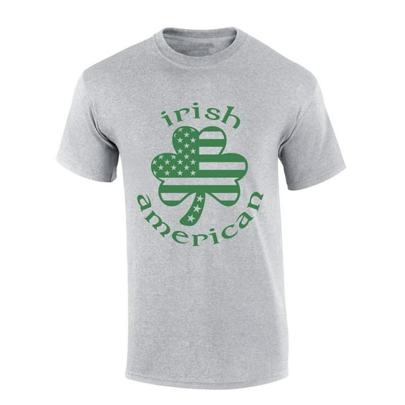 Mens St. Patrick's Day Tshirt Irish American Clover Saint Pattys Short Sleeve T-shirt-Sports Grey-xl