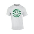 thumbnail image 1 of Mens St. Patricks Day Feelin Lucky Shamrock Clover Short Sleeve T-shirt Graphic Tee-White-5xl, 1 of 4