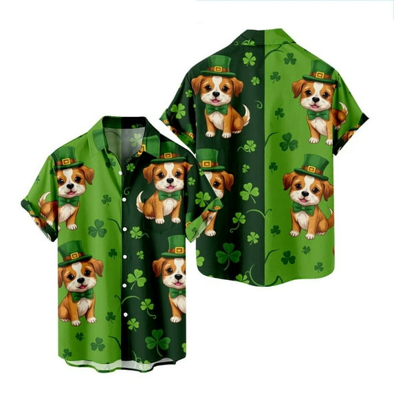 Mens St Patricks Day Shirt Irish Festival Casual Button-Up Shirt Irish Flag & Celtic Knot Design Business-Casual Style St Patricks Day Polo Shirt Men Young Mens Clothes