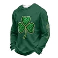 thumbnail image 1 of Mens St Patricks Day Sweatshirt Shamrock Irish Printed Waffle Shirts Crew Neck Pullover Long Sleeve T Shirts, 1 of 4