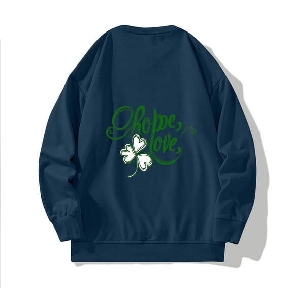 Mens St. Patricks Day Sweatshirts Casual Long Sleeve Crewneck Cmofy Printed Graphic Loose Fit Pullover Top (XL, Navy)