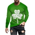 thumbnail image 1 of Mens St. Patricks Day T-Shirts Casual Big&tall Long Sleeve Crewneck Green Graphic Loose Comfortable Pullover Tops (4XL, Green), 1 of 5