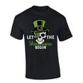 thumbnail image 1 of Mens St. Patricks Day Tshirt Let The Shenanigans Begin Skull Short Sleeve T-shirt-Black-large, 1 of 1