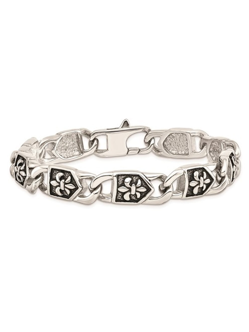 Mens Stainless Stee Antiqued Fleur De Lis Bracelet Bracelet (8.75 inches) for Men