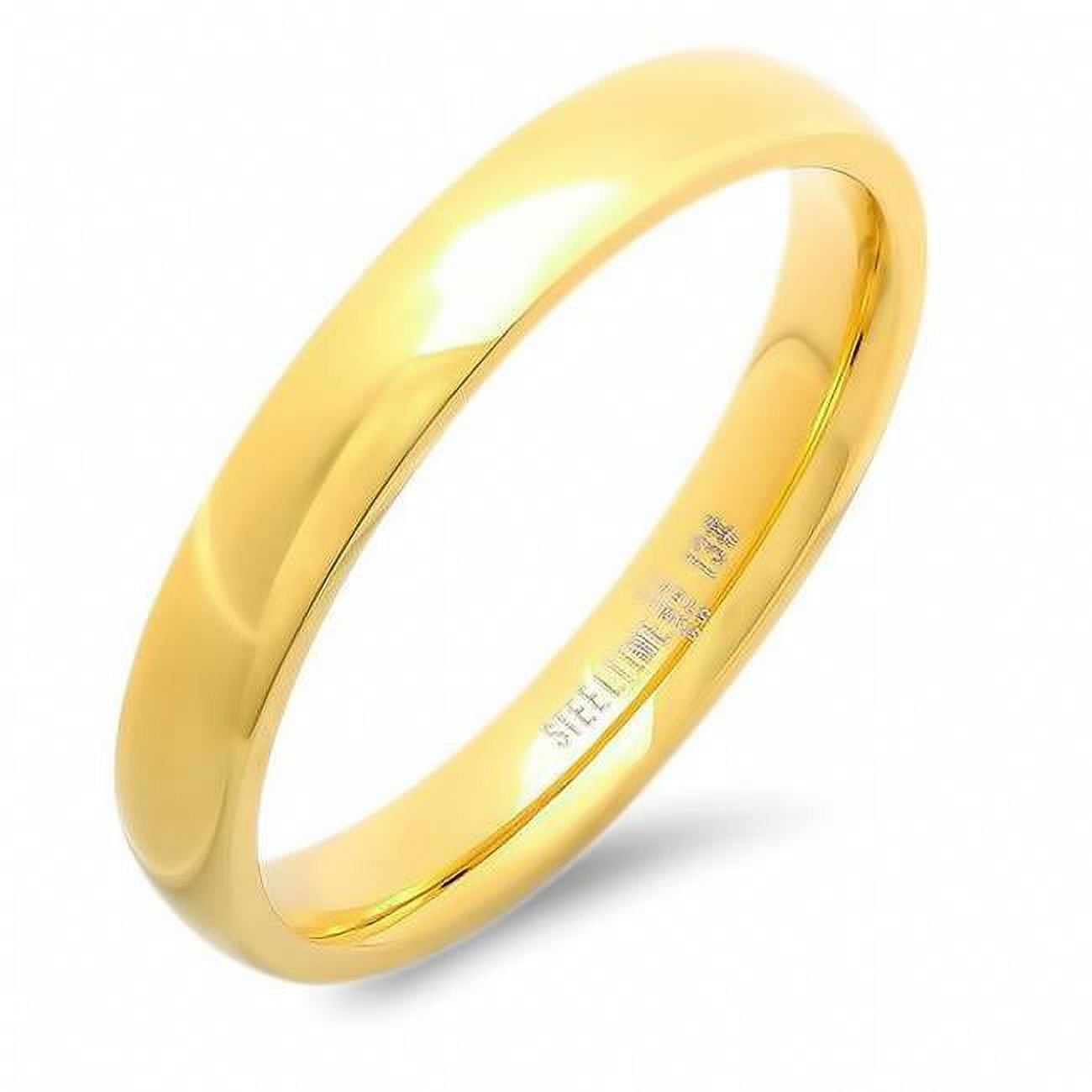 Mens Stainless Steel 18 Kt Gold Plated Plain Band Ring Size 9