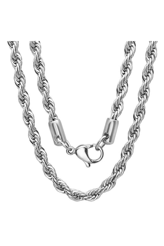 Mens Stainless Steel 24 In., Rope Necklace