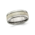 thumbnail image 1 of Gem & Harmony Mens Stainless Steel 8mm Wedding Band Ring with Antler Inlay for Men, 1 of 5