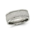 thumbnail image 1 of Mens Stainless Steel 9mm Textured Wedding Band Ring with Rounded Ridge for Men, 1 of 5