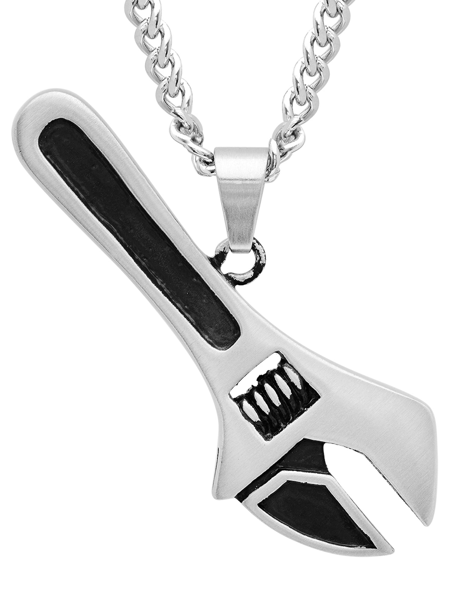 Mens Stainless Steel Adjustable Wrench Pendant Necklace