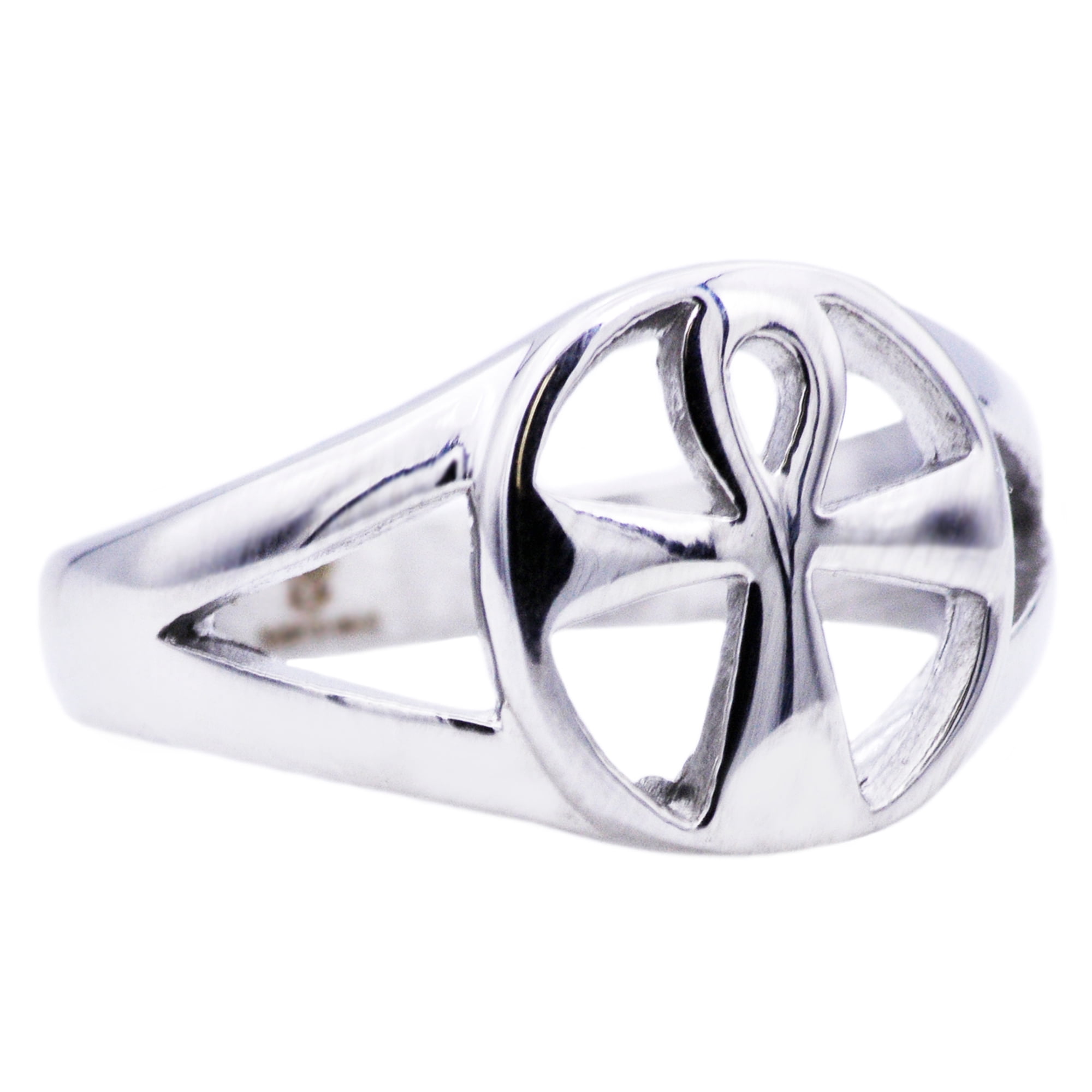 Mens Stainless Steel Ankh Cross Ring