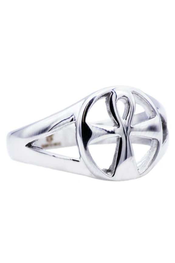 Mens Stainless Steel Ankh Cross Ring