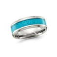 thumbnail image 1 of Mens Stainless Steel Band Ring with Turquoise Inlay (8mm), 1 of 4