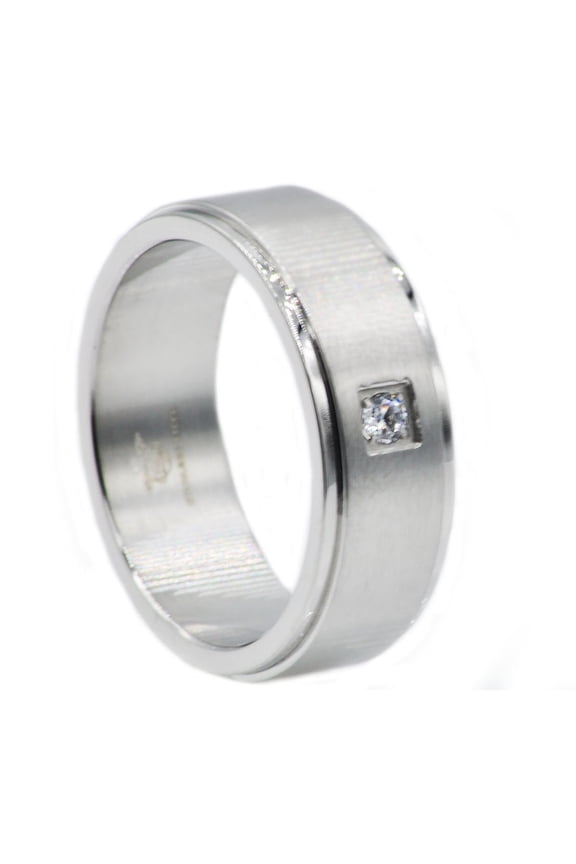 Mens Stainless Steel Band With Cubic Zirconia.