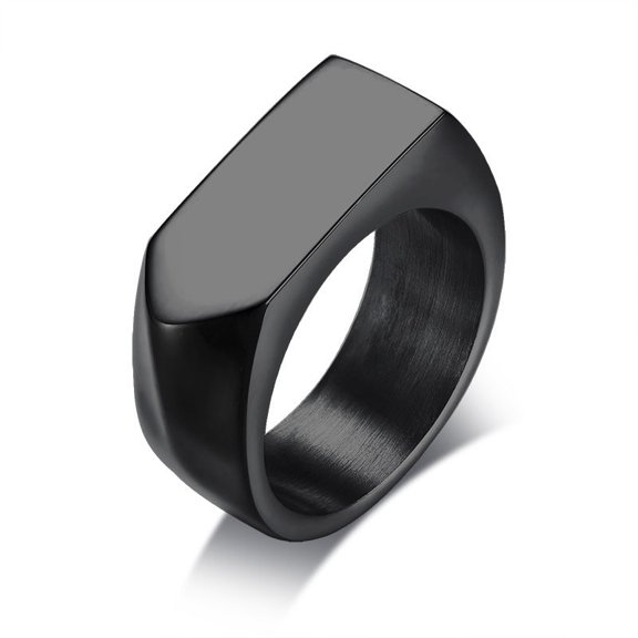 Mens Stainless Steel Black Square Ring High Polished IP Plated Rock Hip Hop Punk Fashion Jewelry Bold Statement