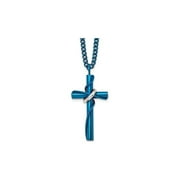 Gem & Harmony Mens Stainless Steel Blue Cross Necklace with Chain for Men