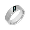 thumbnail image 1 of Mens Stainless Steel Blue Diamond Wedding Band - Mens ring, 1 of 4