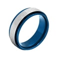 thumbnail image 1 of Mens Stainless Steel Blue IP Frozen Finish Wedding Band - Mens Ring, 1 of 5