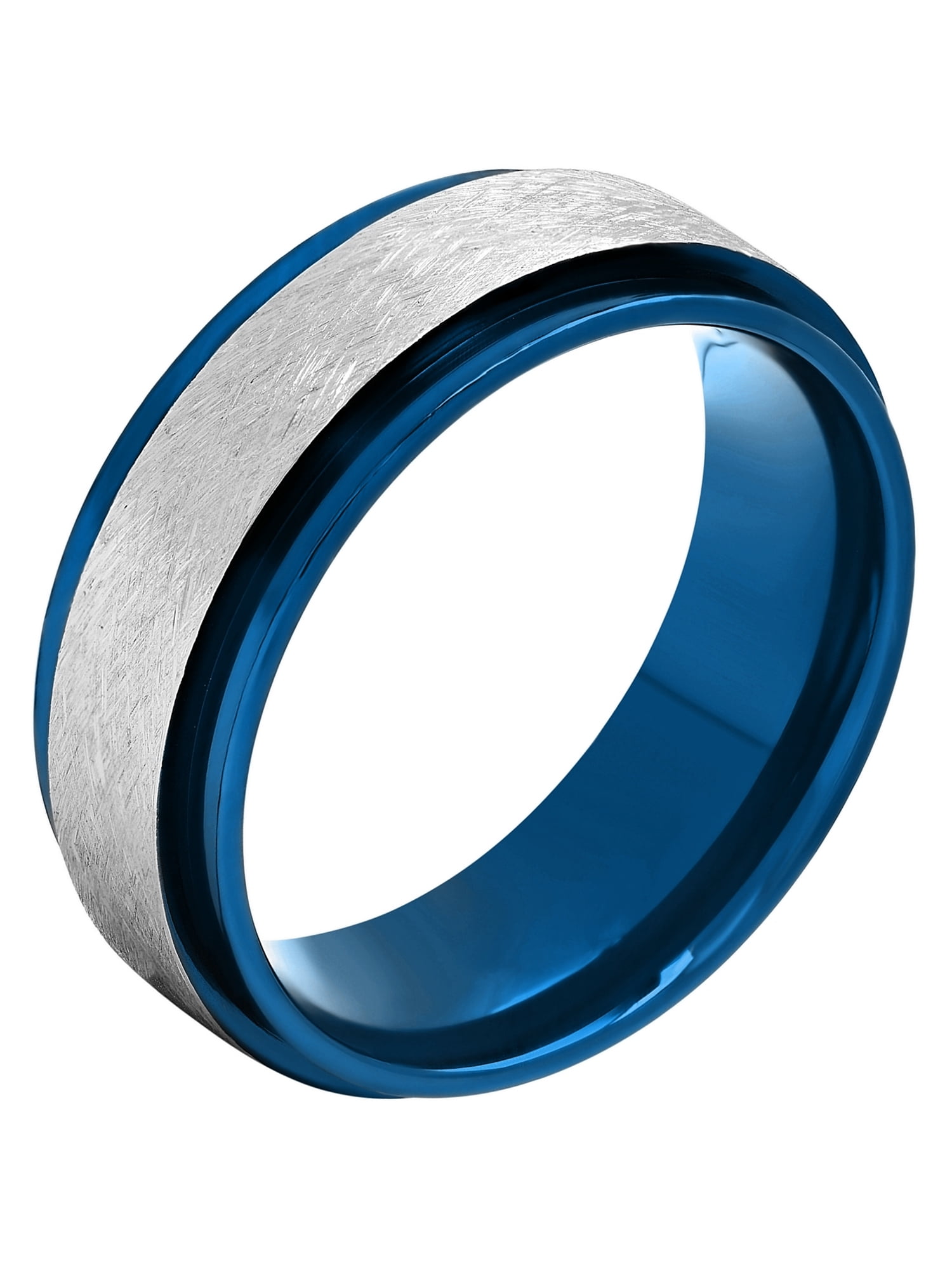 Men’s Brushed Black IP Stainless Steel Wedding Band – 8mm Matte Finish With AAA Cubic Zirconia, Sizes 9-13 By Marimor Jewelry