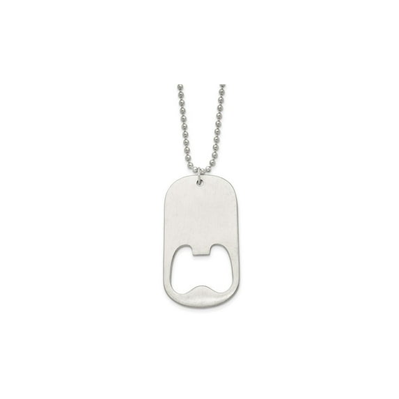 Mens Stainless Steel Bottle Opener Dogtag Pendant Necklace with Chain