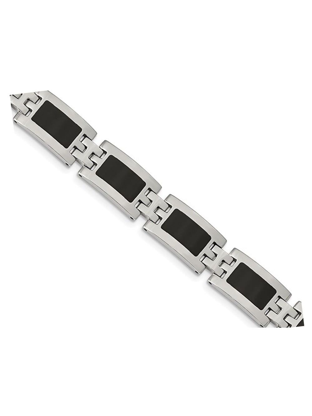 Gem & Harmony Mens Stainless Steel Bracelet with Black Enamel (9 inches ) for Men
