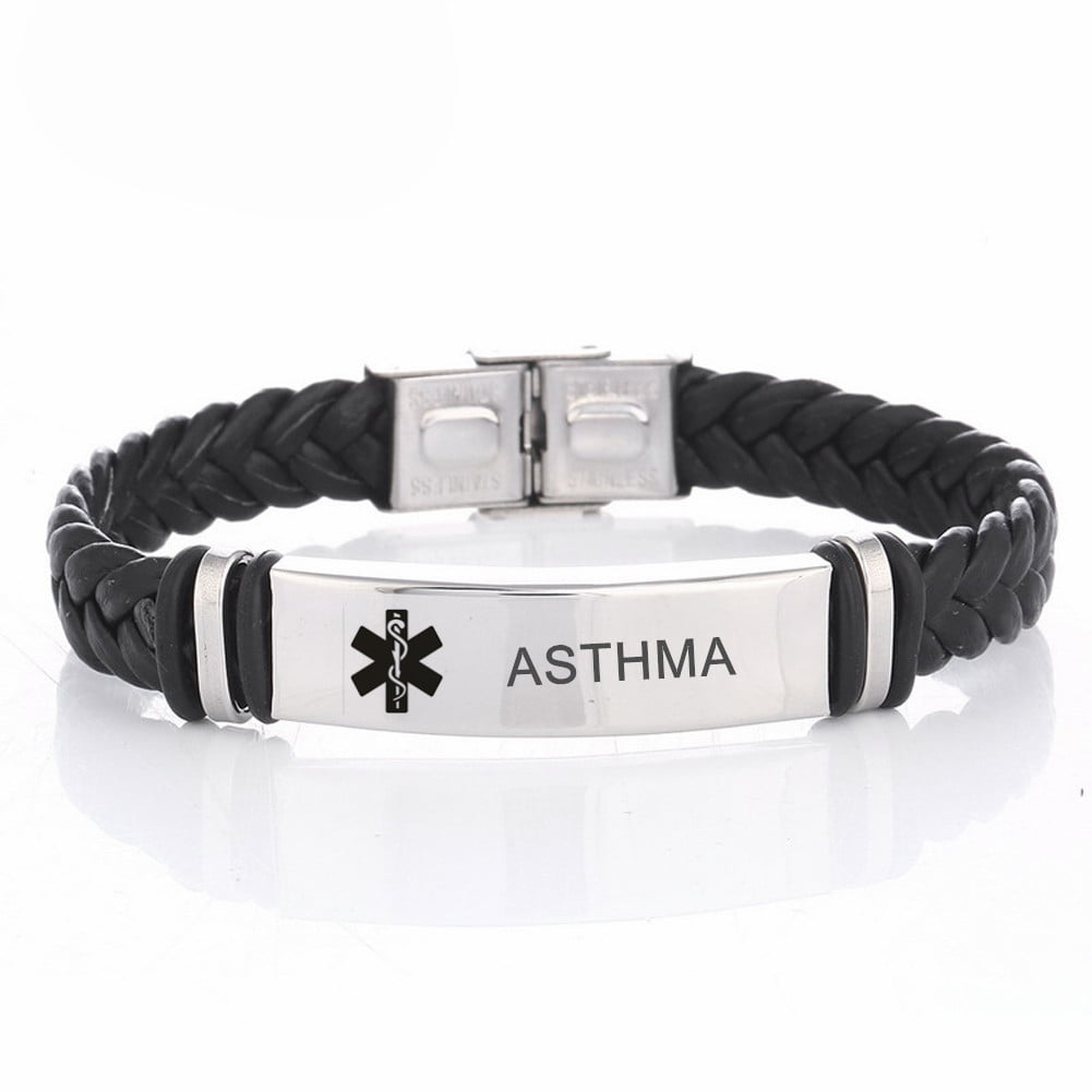 Amazon.com: Asthma ID Bracelet Wristband Combo - 5 Pack - 8-1/4 Inches -  Large - Black Blue Green Red Purple : Health & Household