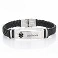 thumbnail image 1 of Mens Stainless Steel Braided Leather Addisons Medical Alert Wristband Sos ICE Medical ID Bracelet Awareness Emergency for Husband Son Boyfriend Grandpa Dad,Addisons, 1 of 5