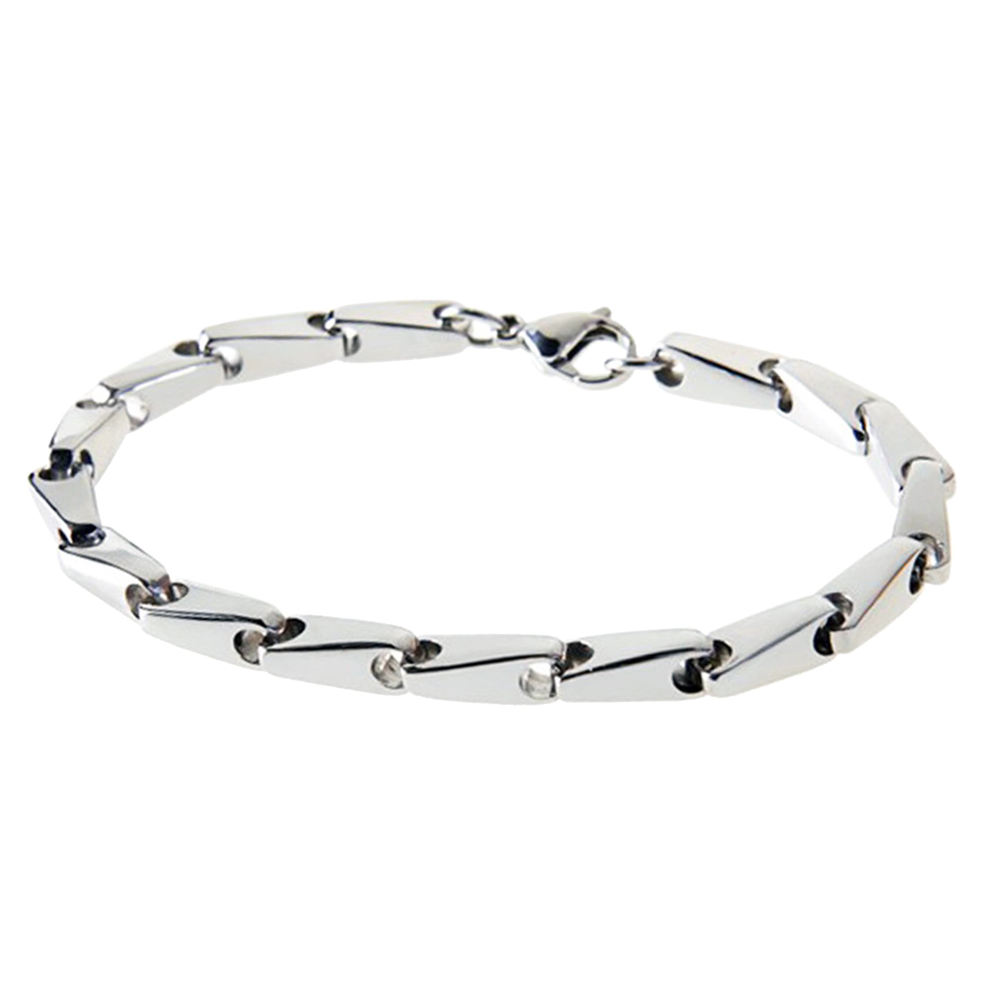 Mens Stainless Steel Bullet Link Chain Bracelet