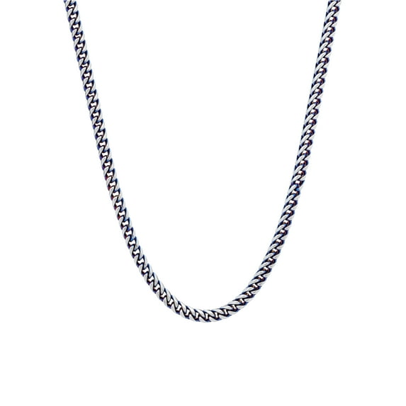 Mens Stainless Steel Burned Blue 24" Franco Chain - Mens