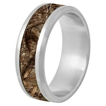 Mens Stainless Steel Camo Carbon Fiber Inlay Wedding Band - Mens Ring