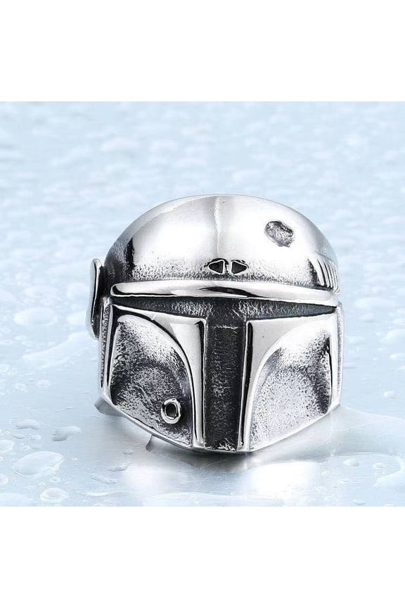 Mens Stainless Steel Ring Cartoon Character Design Individually Packed Ring for Trade Fairs and Gifts Silver Tone