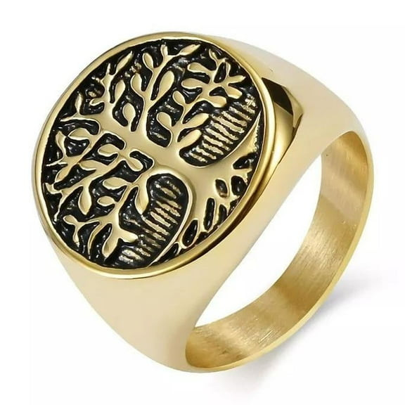 Mens Stainless Steel Celtic Tree Of Life Band Ring Black Silver Size 7-15 R35