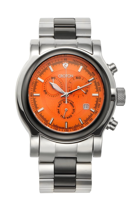 Mens Stainless Steel & Ceramic Silvertone Chronogra