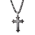 thumbnail image 1 of Mens Stainless Steel Cross Pendant Necklace 5mm Byzantine Link Chain Religions Jewelry, 1 of 5