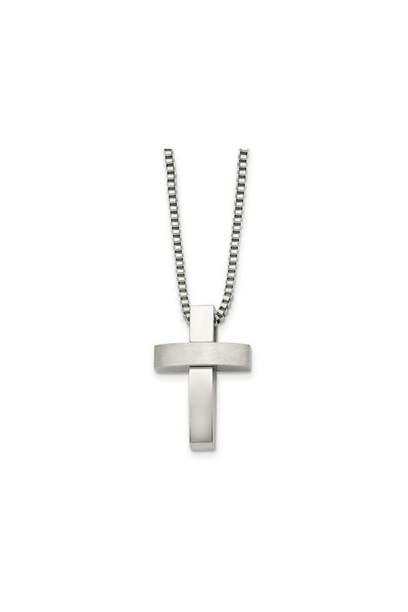 Gem & Harmony Mens Stainless Steel Cross Pendant Necklace with Chain (22 inches) for Men