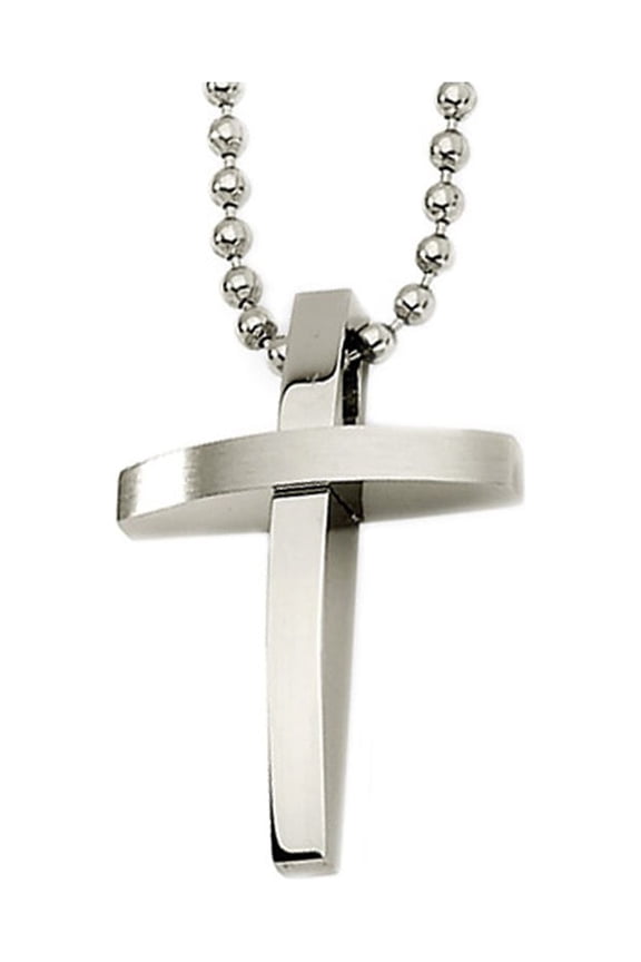 Gem & Harmony Mens Stainless Steel Cross Pendant Necklace with Chain for Men