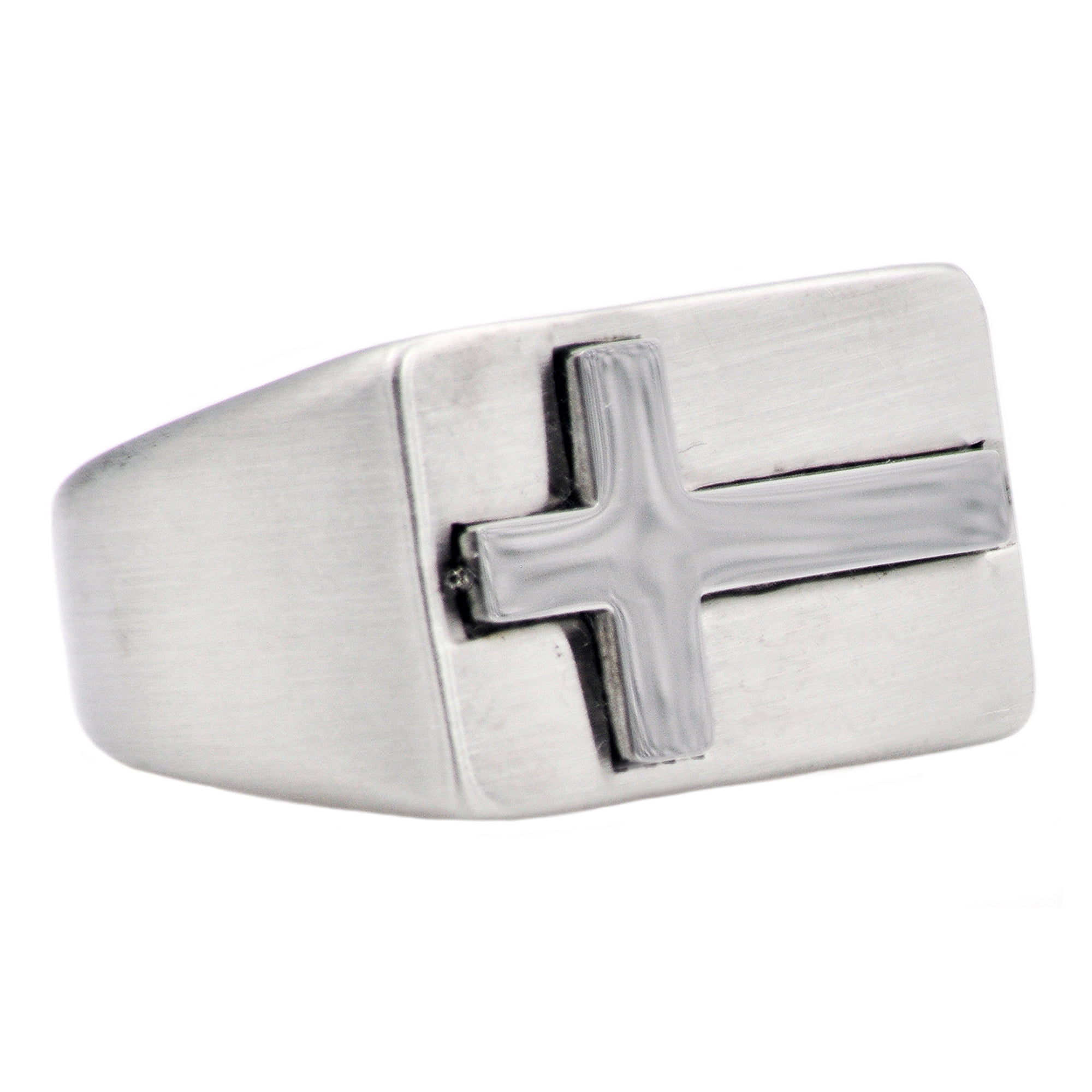 Mens Stainless Steel Cross Ring