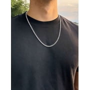 Mens Stainless Steel Cuban Link Chain Necklace In Silver Tone