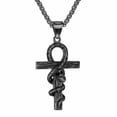 thumbnail image 1 of Mens Stainless Steel Egyptian Ankh Kundalini Snake Pendant Necklace Men, 1 of 7