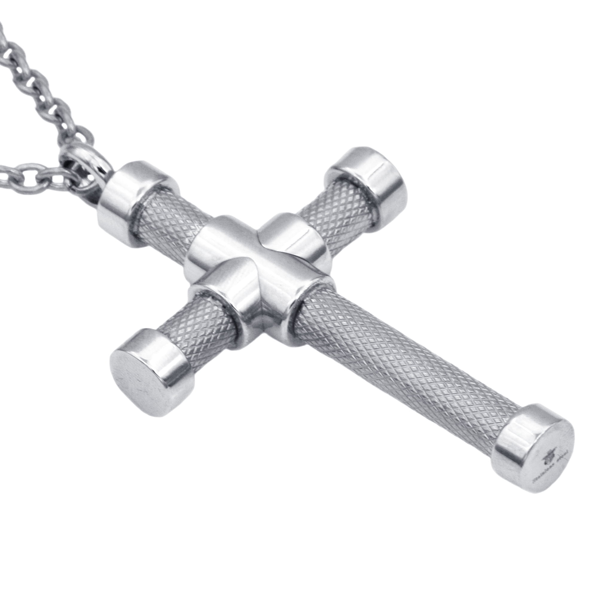 Mens Stainless Steel Fancy Cross Pendant.