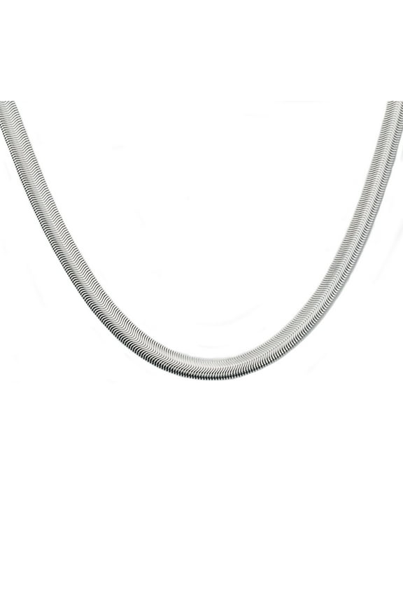 Mens Stainless Steel Flat Snake Link Chain Necklace