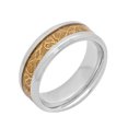 thumbnail image 1 of Mens Stainless Steel Gold-Tone IP Filigree Wedding Band - Mens ring, 1 of 4