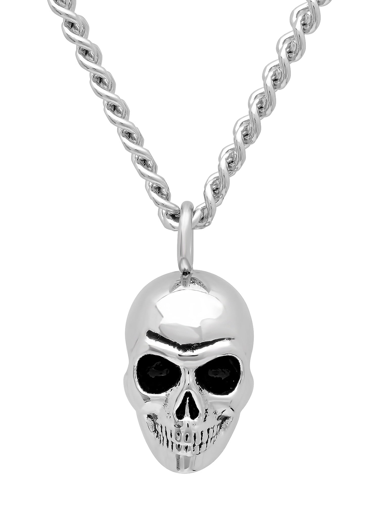 Mens Stainless Steel Human Skull Pendant Necklace Chain