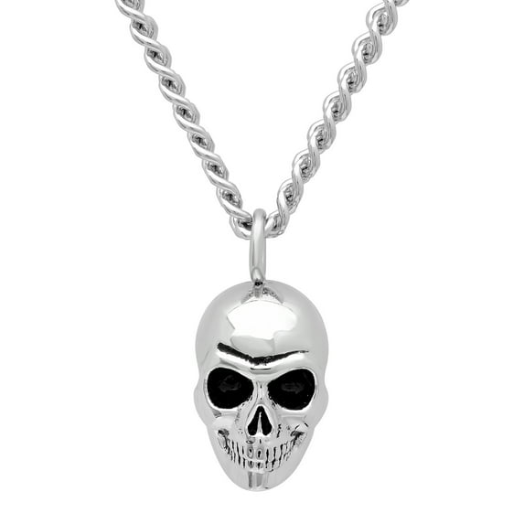 Mens Stainless Steel Human Skull Pendant Necklace Chain