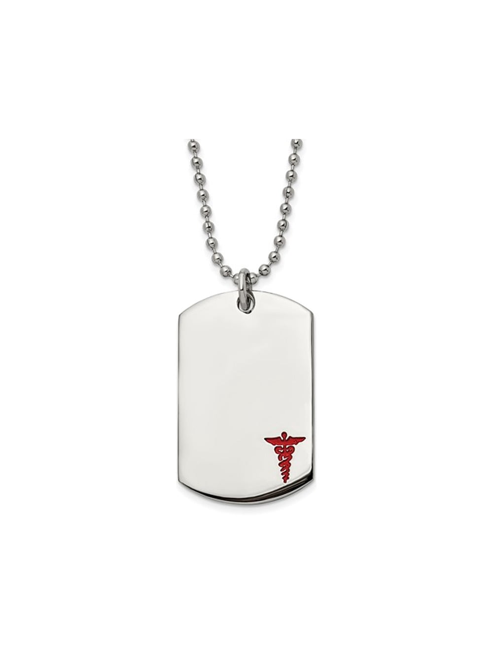 Mens Stainless Steel Medical ID Dog tag Pendant Necklace with Chain (24 ...