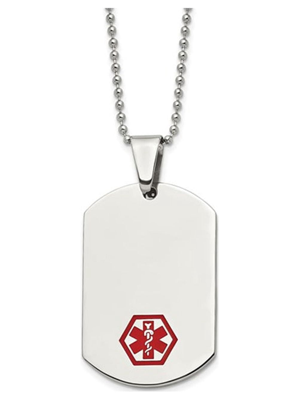 Mens Stainless Steel Medical ID Dog tag Pendant Necklace with Chain (24 ...